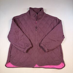 Lands End Jacket Women 2X Plus Maroon Nautical Quilted Funnel Neck Preppy